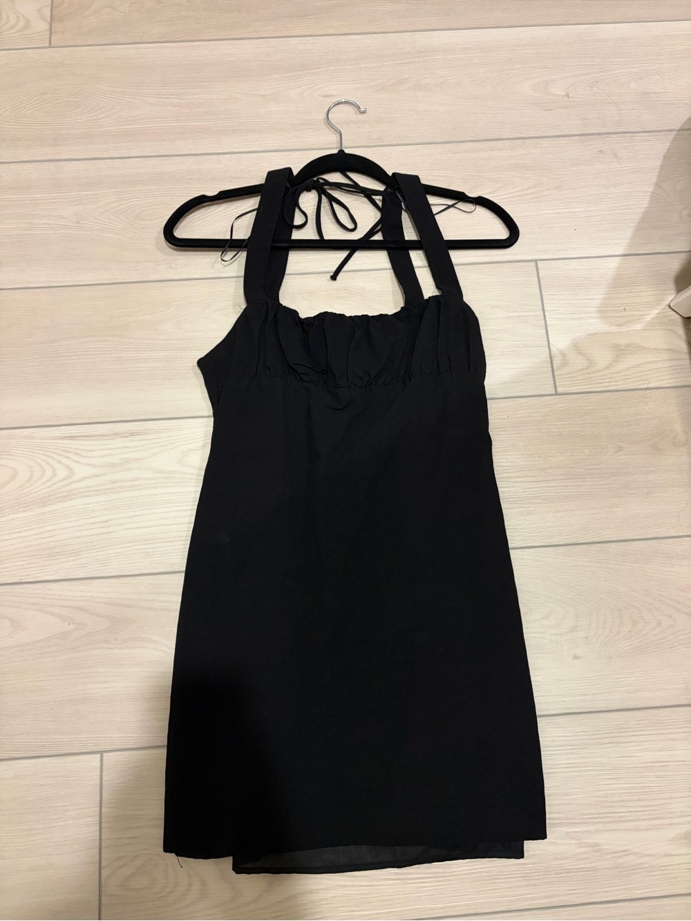 Zara Black Halter-Style Mini Dress with Wide Straps